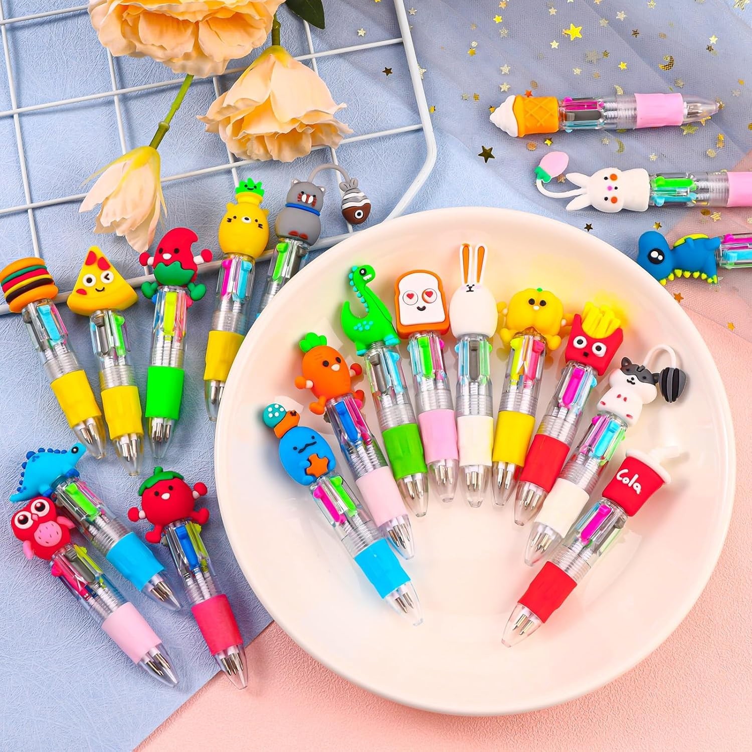 Adorable 20-Pcs Kawaii Ballpoint Pens – 4 Colors Each for Kids’ Creativity
