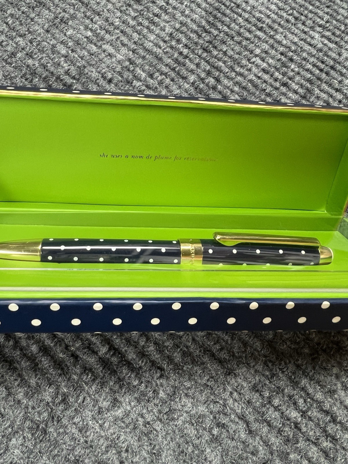 Kate Spade New York To-Do List Ball Point Pen Navy Blue White Polka Dot (NIB)
