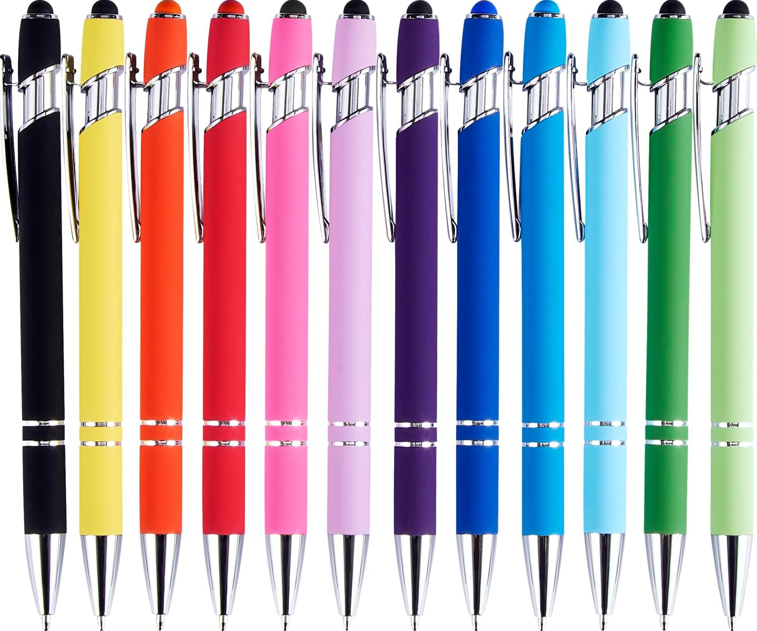 12 Pack Ballpoint Pen with Stylus Tip, 1.0 Mm Black Ink Smooth Writing