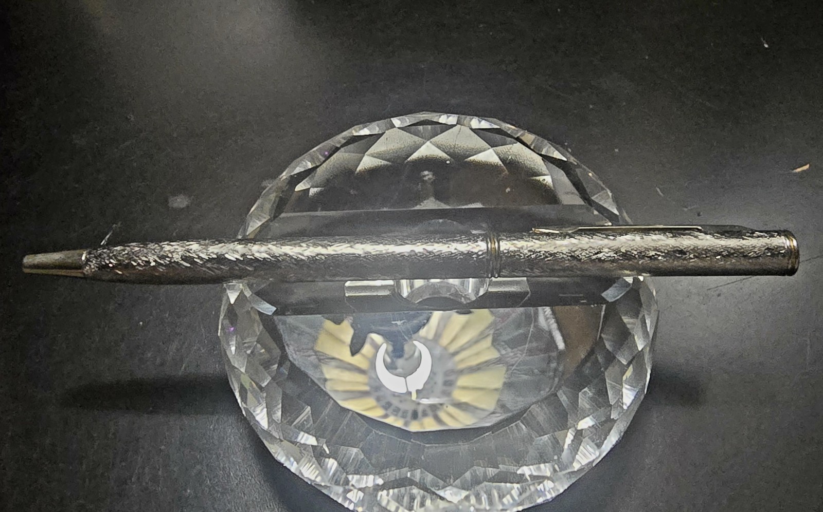 Textured Silver Twist Micro Slim Ballpoint Pen