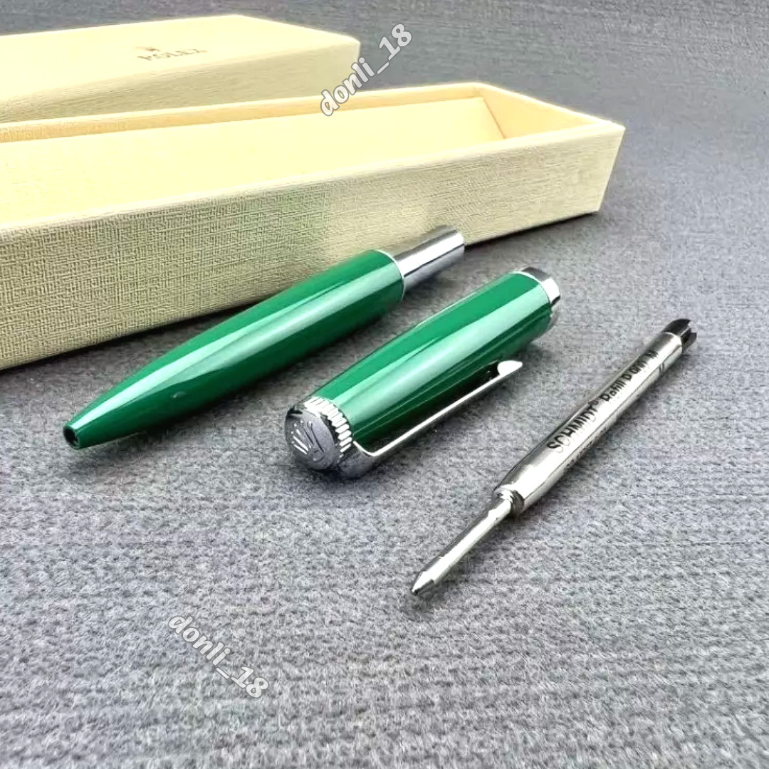 ROLEX Green Silver Ballpoint Pen AD VIP Gift Luxury Collectible New Boxed