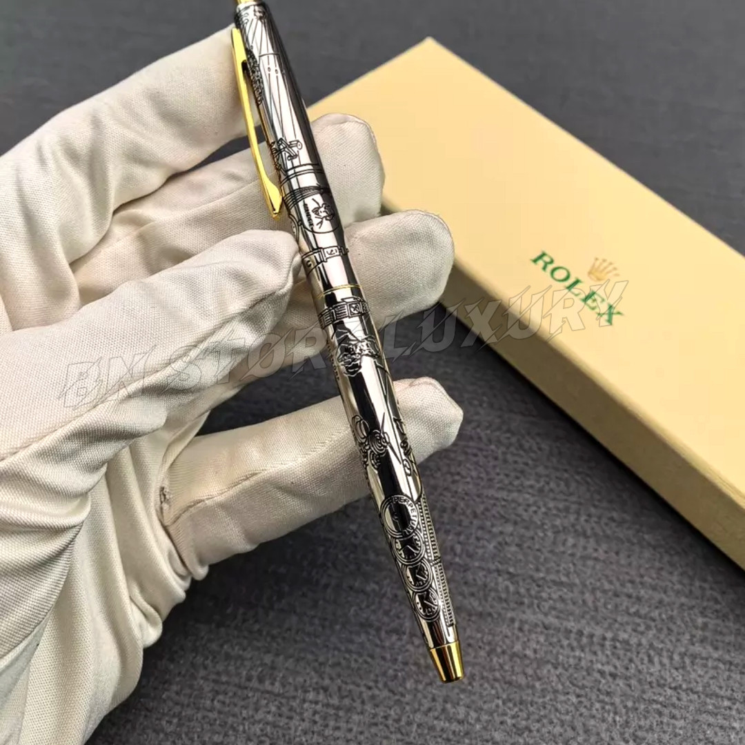 ROLEX VIP Gift Silver Gold Ballpoint Pen Engraved Executive Collectible Box