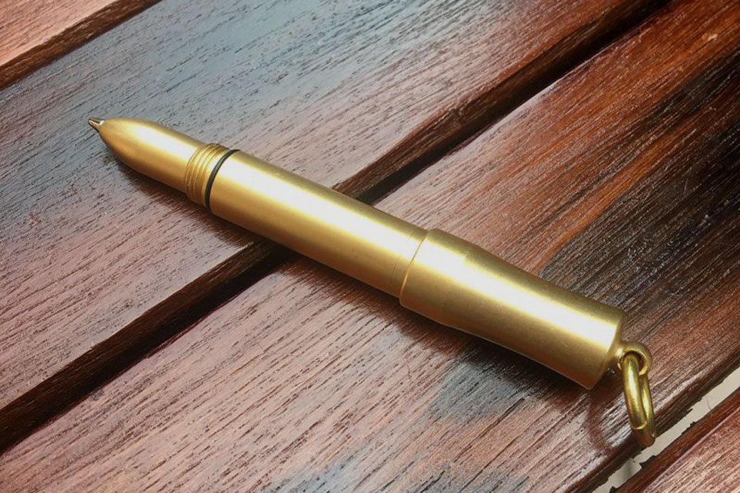 Handmade Mini Brass Pen EDC Outdoor Retractable Key Ballpoint Pen