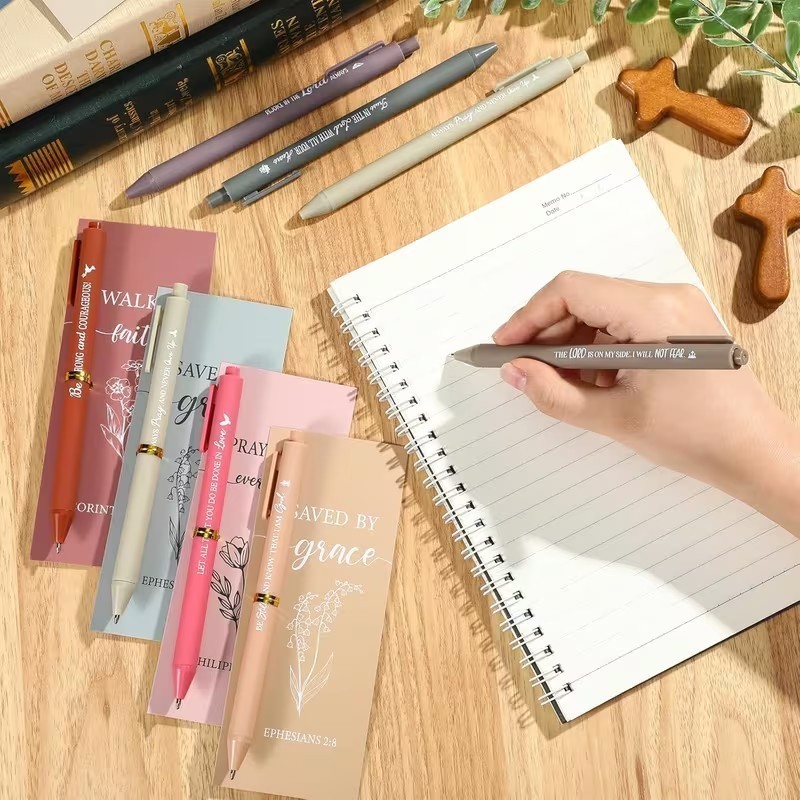 16 Pack Inspirational Pen Set (With Card) Christian Scripture Theme Ballpoint