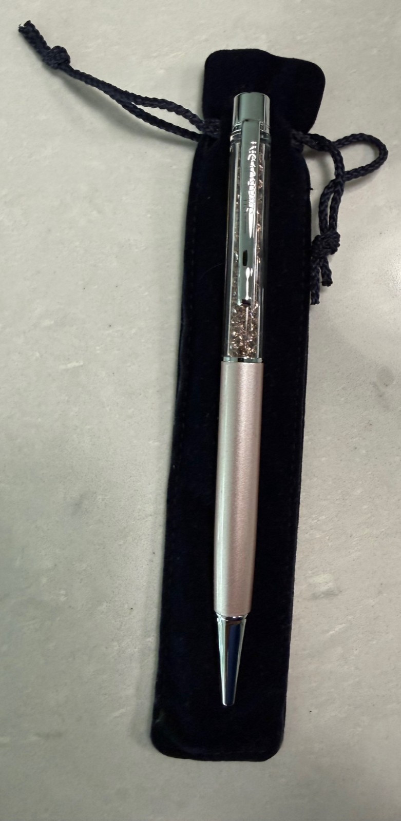 Swarovski Crystalline Slender Ballpoint Pen Rose Pearl Color Style-Pink Crystals