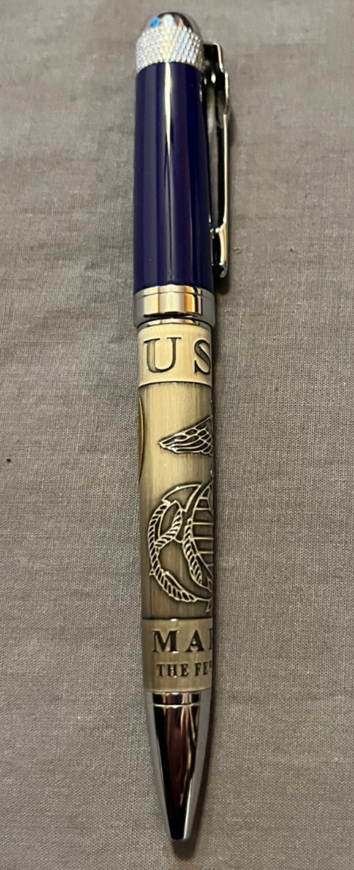 USMC United States Marines Metal Ballpoint Pen Logo Blue NEW!