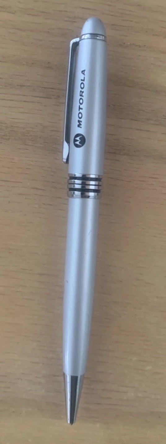Motorola Branded Ballpoint Pen Silver Chrome Twist Office Promo Pen