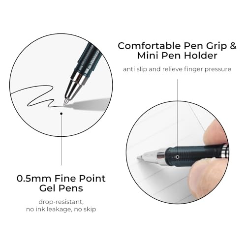 Mini Gel Pens Ink Gel Pen Fine Point 0.5mm, Roller Ball Gel Pens Smooth Black