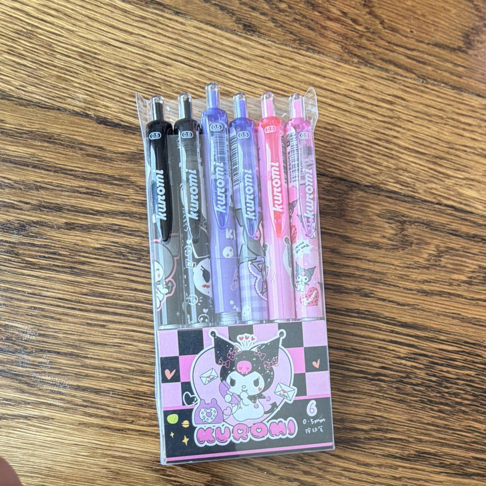 6-Pack Retractable Ballpoint Pens 0.5mm Multicolor Ink Plastic