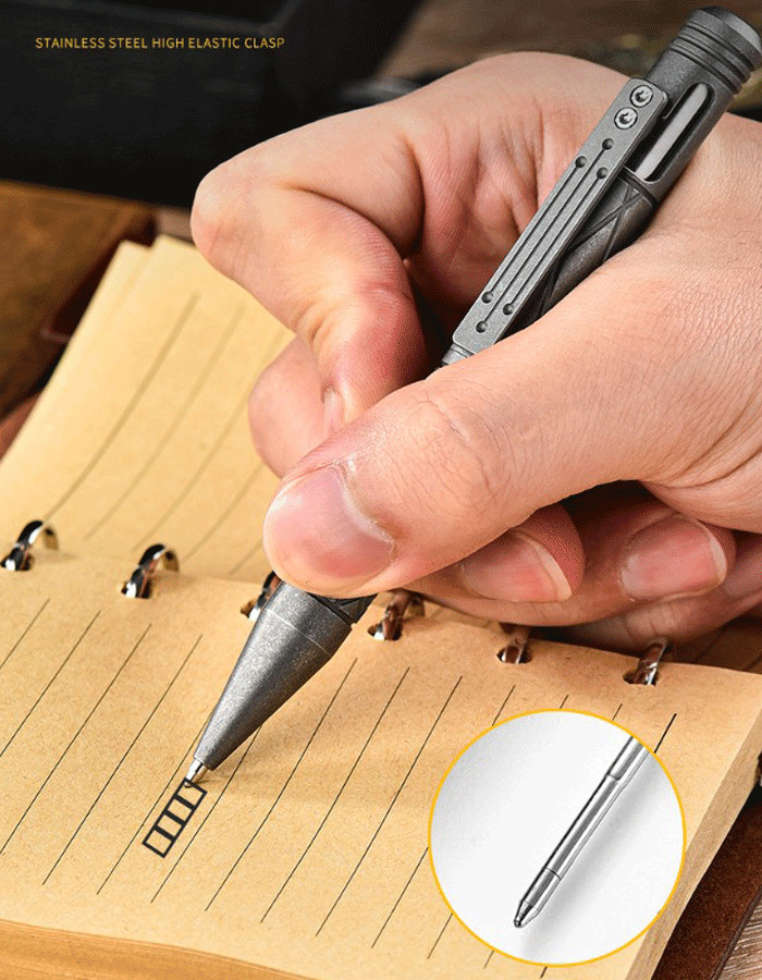EDC Titanium Pocket Ball Pen Office Signature Working Stationery w/ 5 G2 Refills