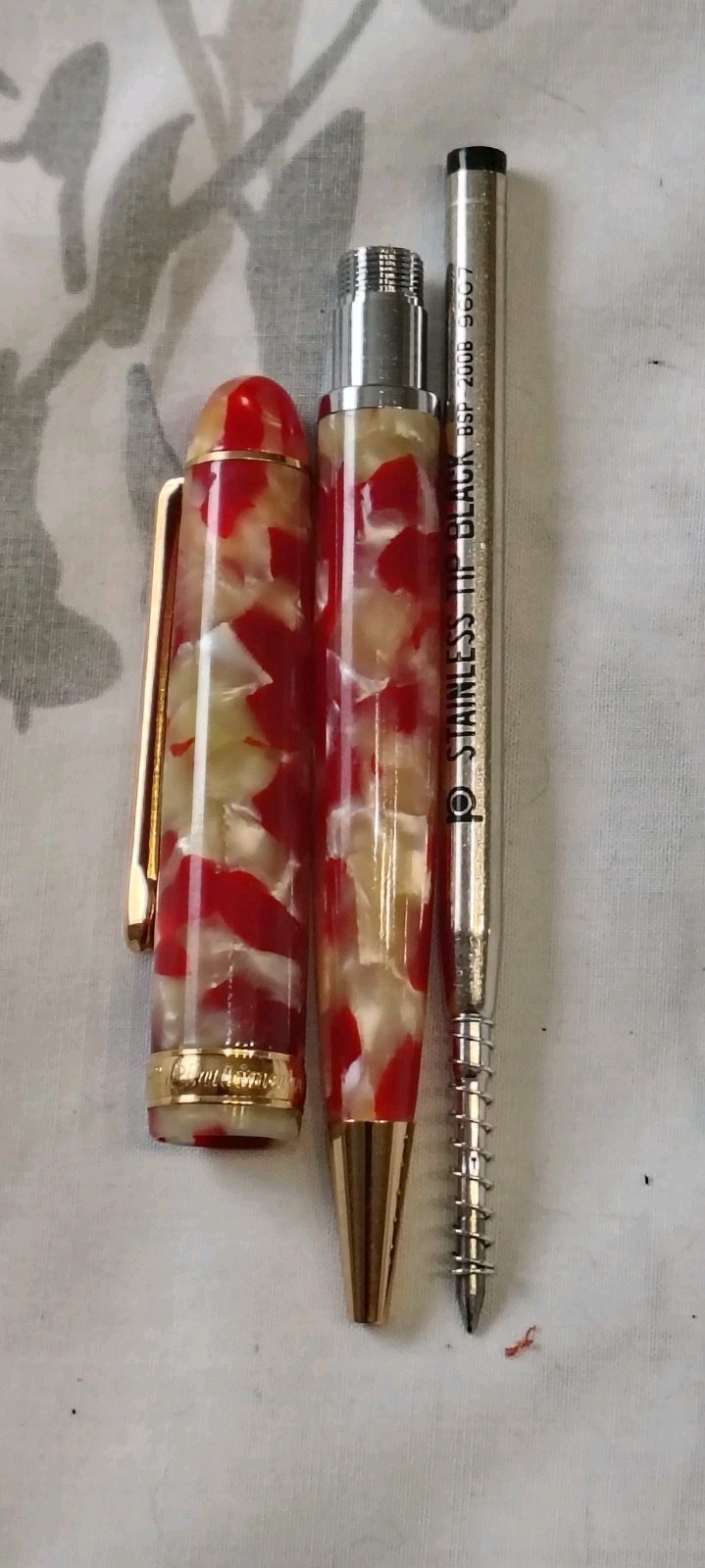 Platinum 3776 Marble Red & Yellow Ball Point pen Made In Japan
