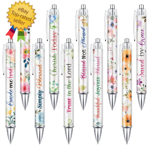 10 Pcs Christian Pens for Women Religious Ink Pens Easter Gifts Inspirational Qu