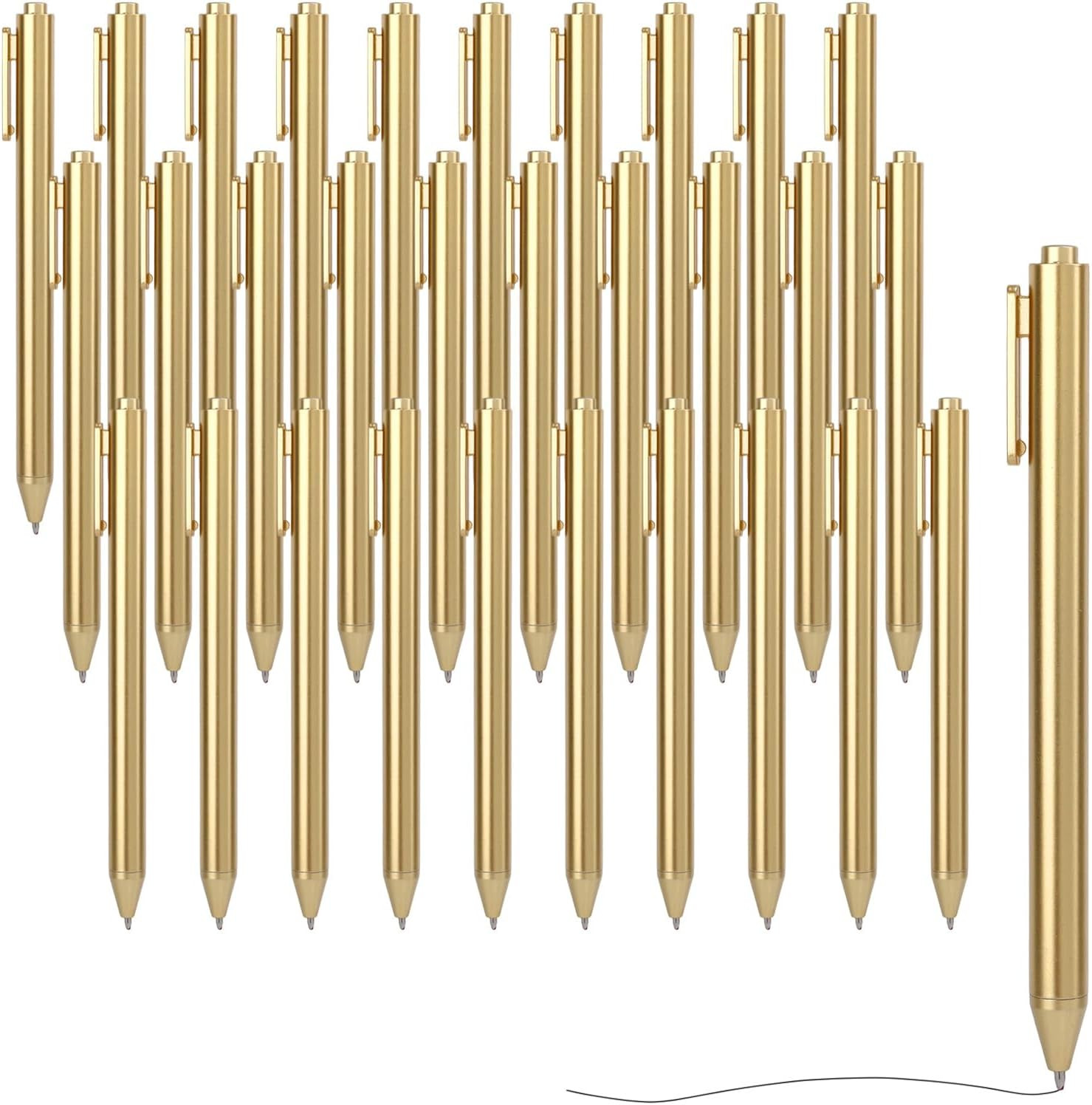 30 Pcs Gold Pens for Writing, Ballpoint Nice Pens Black Ink, Slim Ballpoint