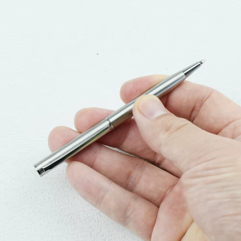 Mini Metal Twist-Activated Ballpoint Pen – Pocket-Sized 0.7mm Fine Black Ink