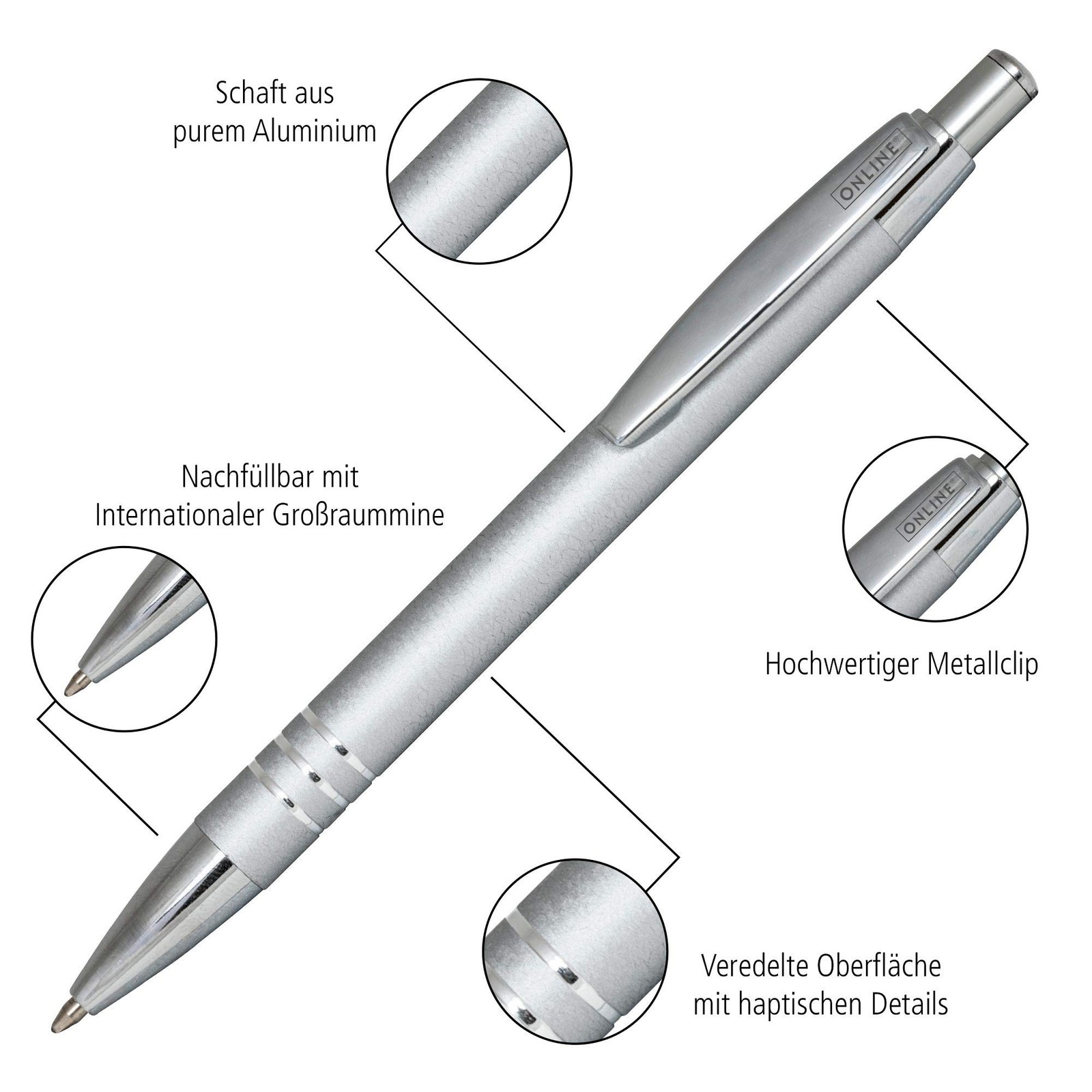 ONLINE Ballpoint Pen, Oil-Based, Graphite, Rose Gold, 43028