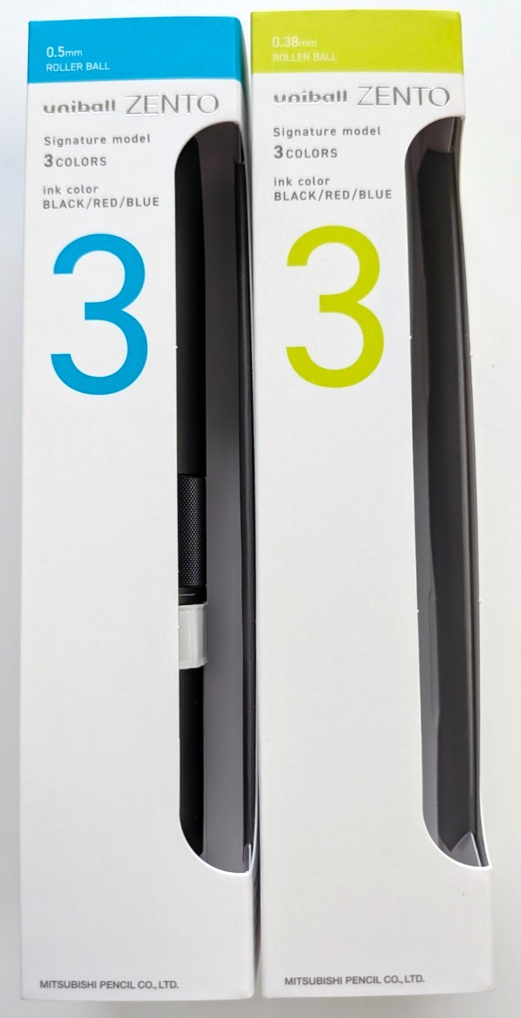 Uni-ball ZENTO Signature Model 3 Color Ballpoint Pen 0.5mm & 0.38mm Set of 2