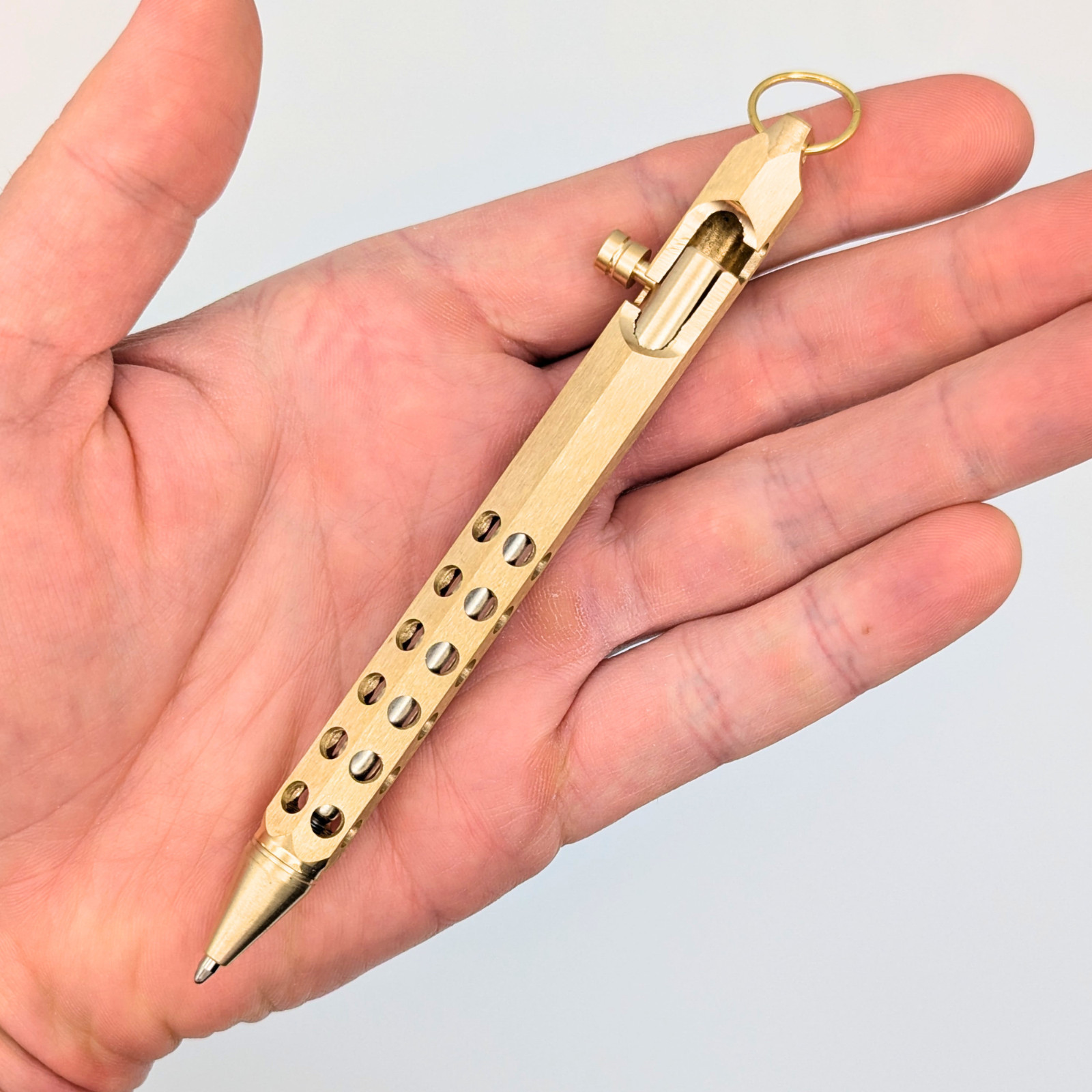 Bolt Action Ballpoint Pen Solid Brass EDC Six-edge Bronze color – Great Gift Dad