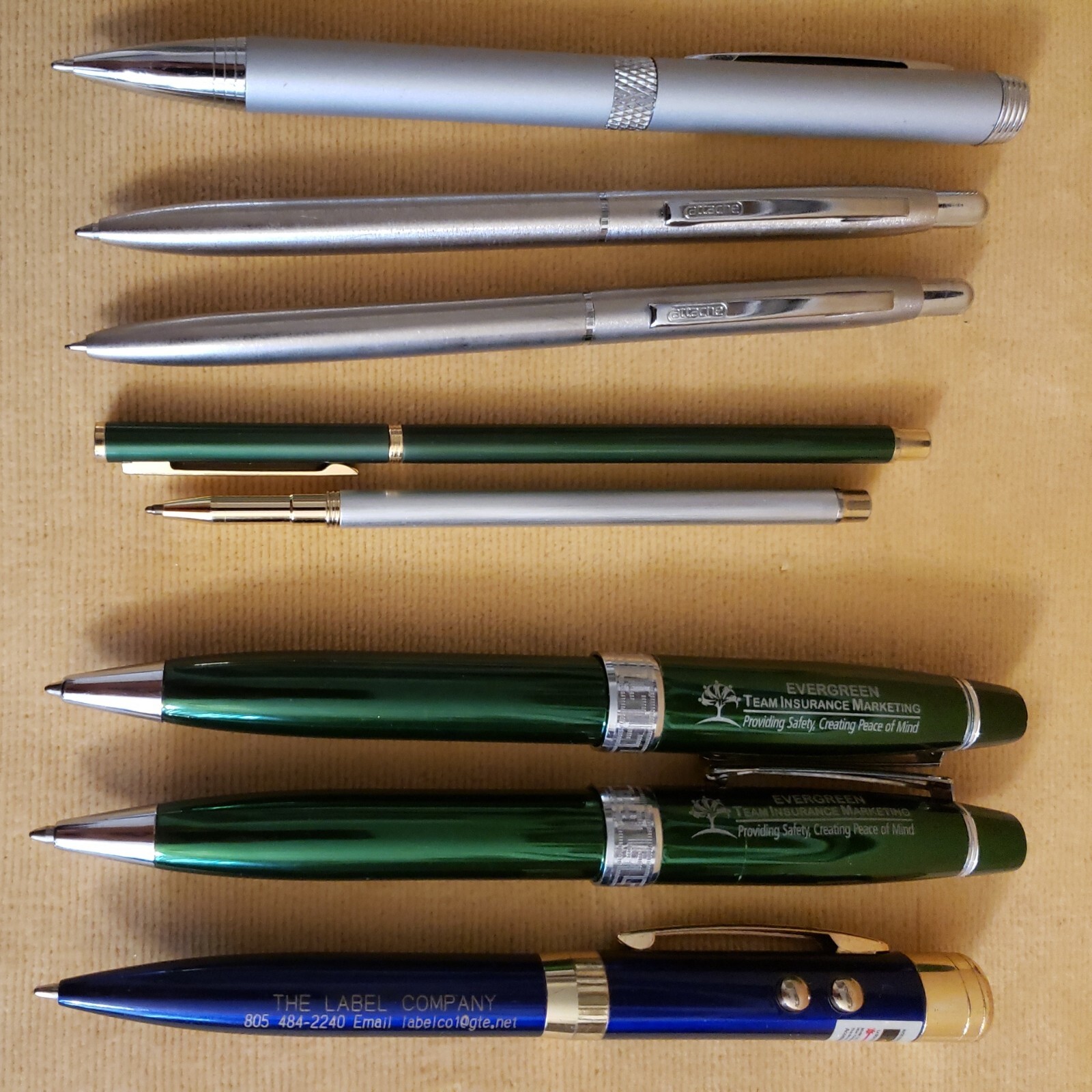 13 Black Green Acrylic Celluloid Steel Attaché Ballpoint Pens Blue LACHIEVA?