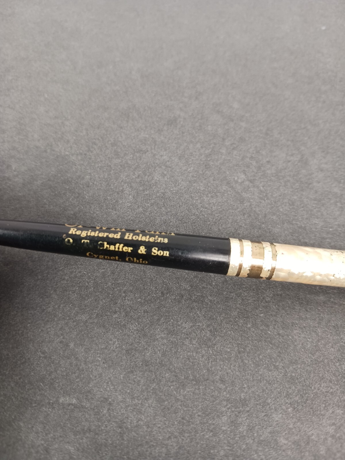 Vintage Or-Win Farm Advertising Pen / Gold shimmery metal and black plastic