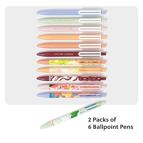 Ballpoint Pens, Bold 1.0mm Black Ink, 12 Pack, Cute Pens, Orange Artist Touch
