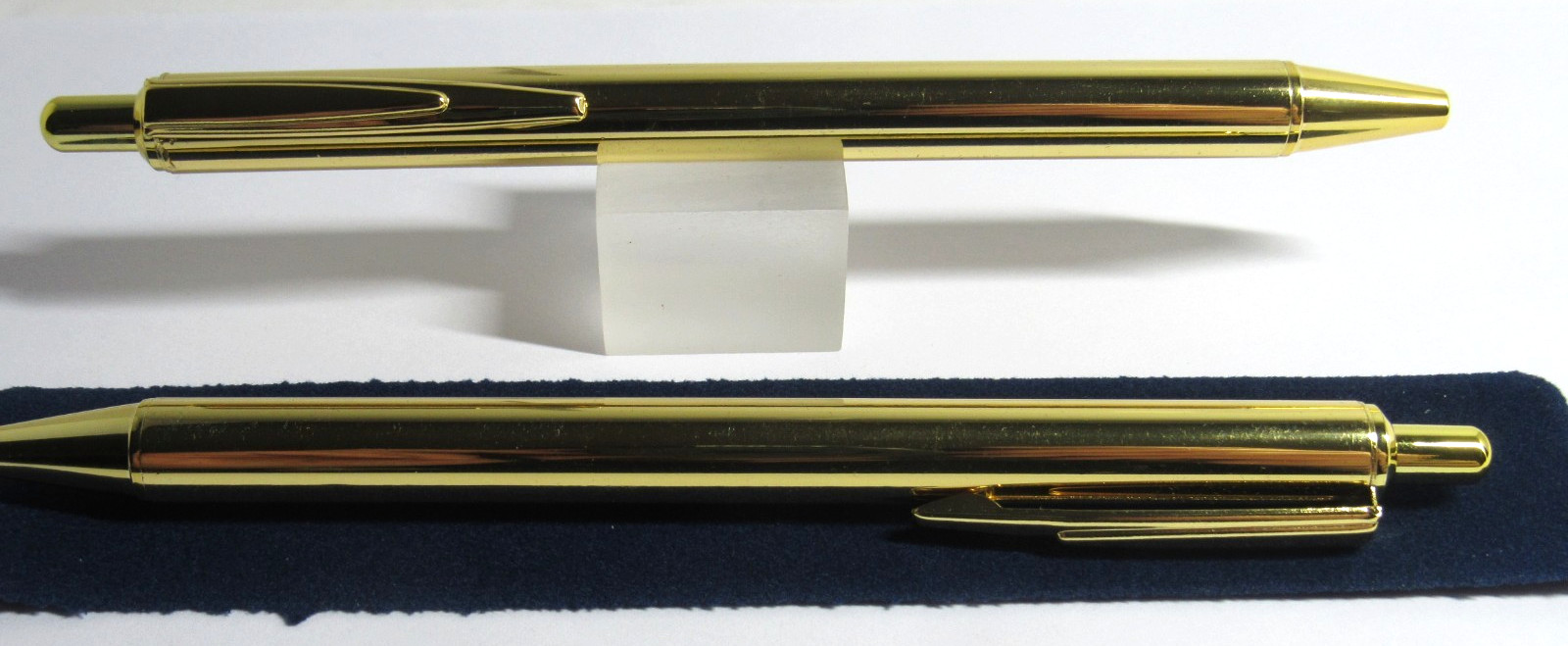 SET OF 2 TERZETTI METAL CLICK TOP GOLD/GT BALLPOINT PEN+POUCH
