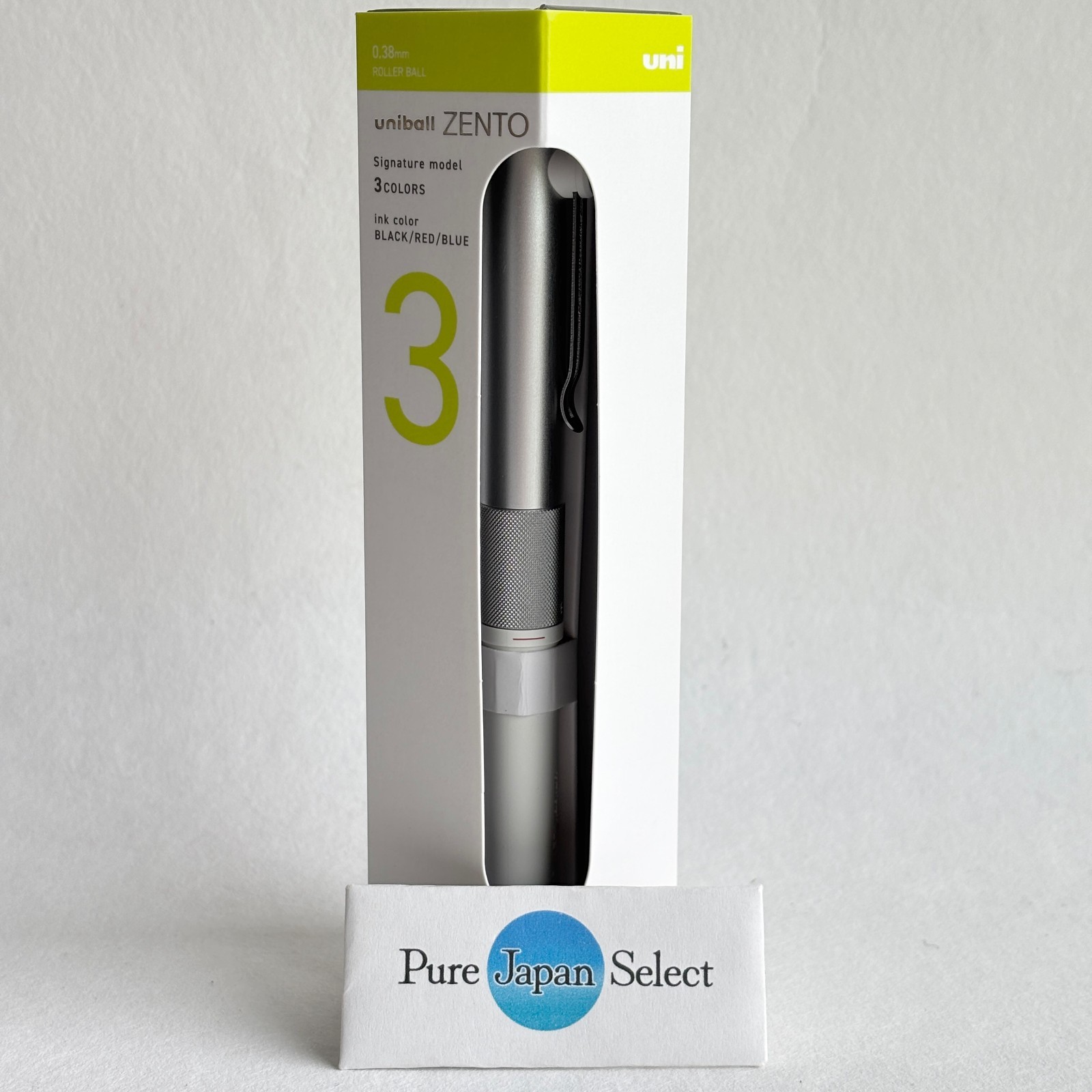 uniball ZENTO Signature Model 3-Color Ballpoint Pen 0.5mm & 0.38mm Black/Silver