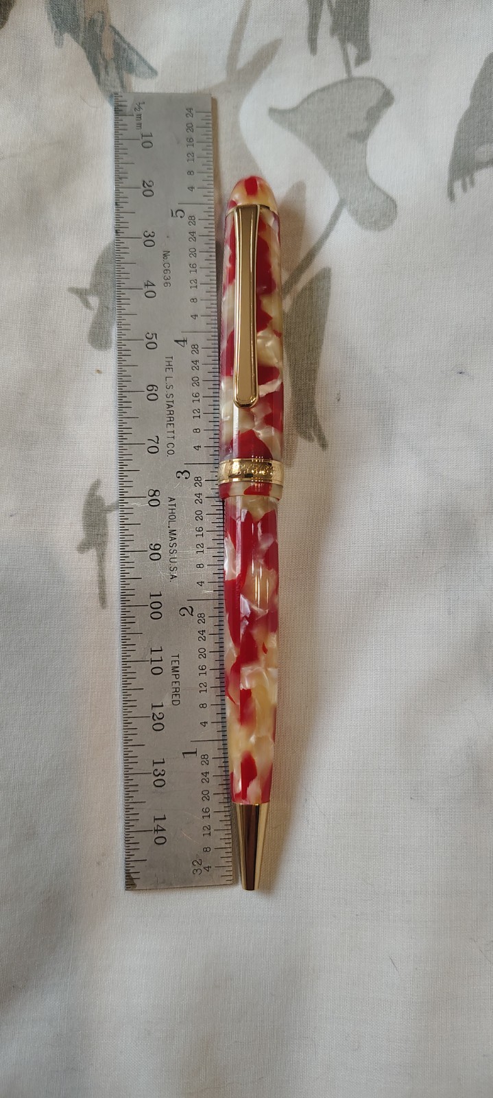 Platinum 3776 Marble Red & Yellow Ball Point pen Made In Japan