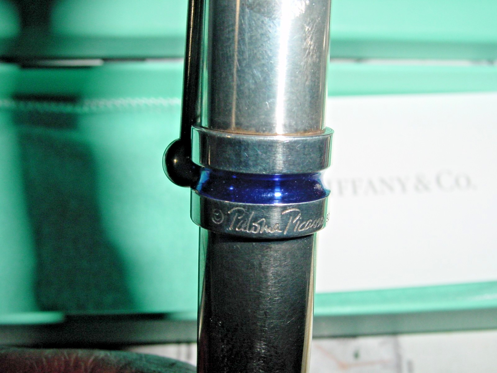 TIFFANY & CO. 925 sterling silver & blue Enamel PALOMA PICASSO ballpoint Pen