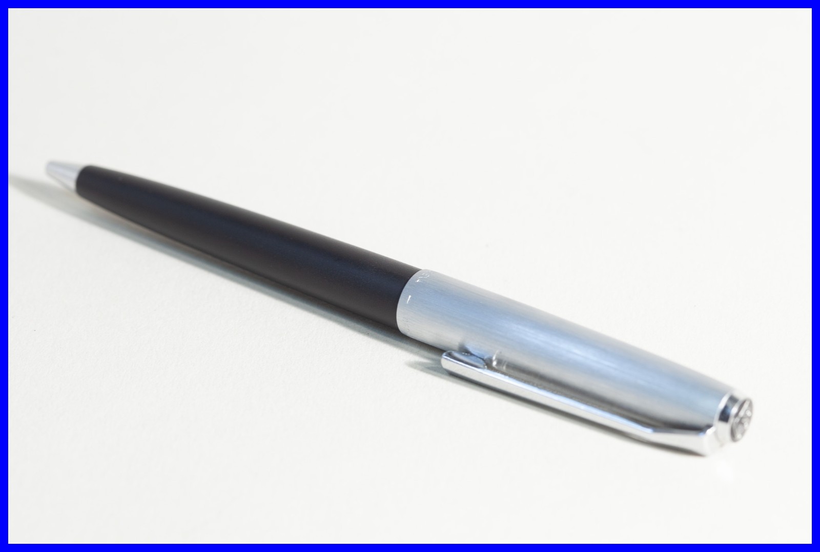 1971s Pelikan SILVEXA 20 Ballpoint Pen Line Textured Silver & Black