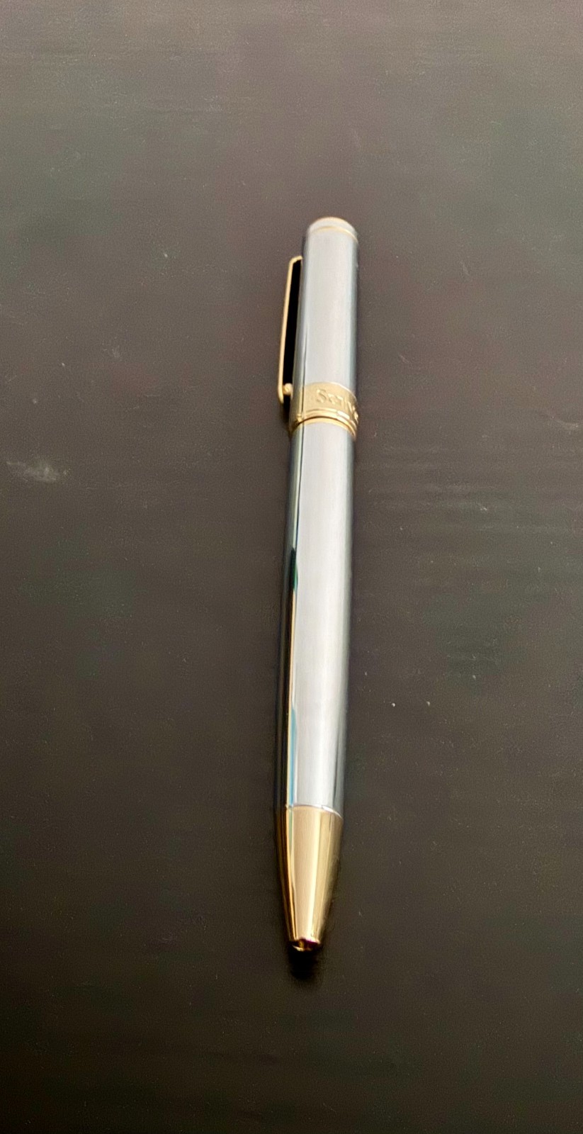 Scrivener of London Ballpoint Pen Silver and Gold Lacquer, Made in Germany -NEW