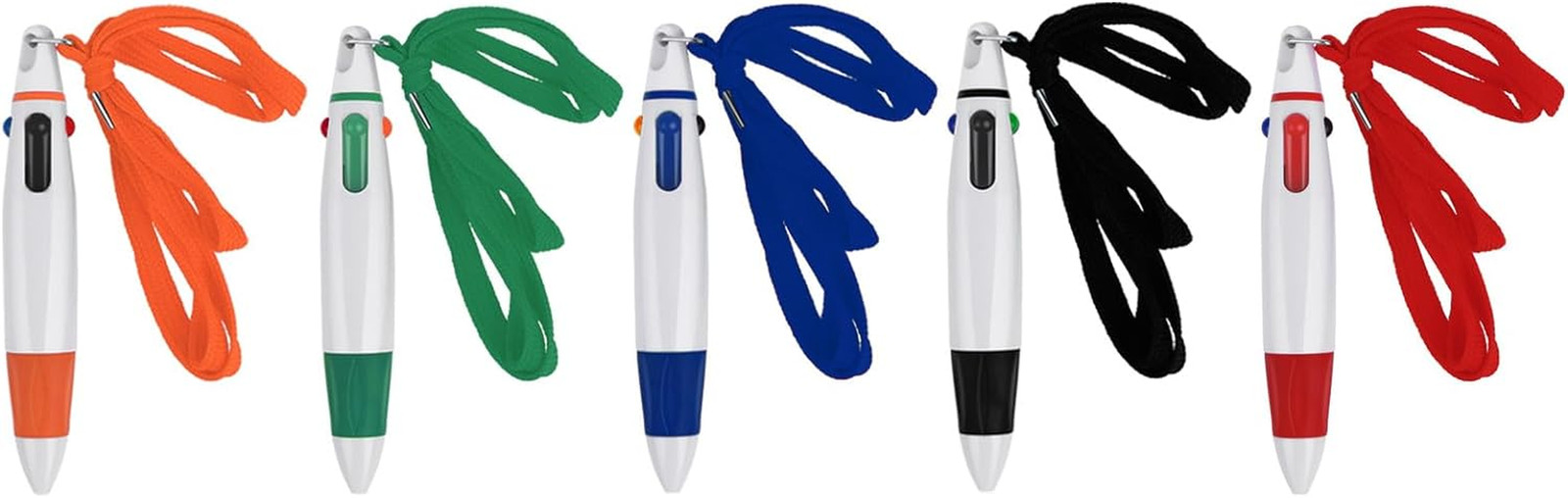5 Pcs Retractable Pen with Lanyard, Neck Pens Multicolor Pen Rope Shuttle Pen 4