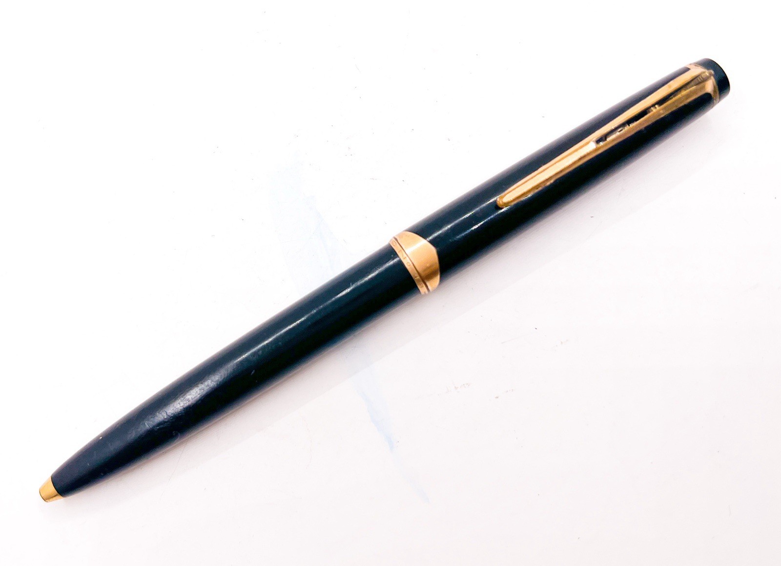 Black Lever Montblanc 18 Ballpoint Pen Gold Plated Trigger Functional Refill Dry
