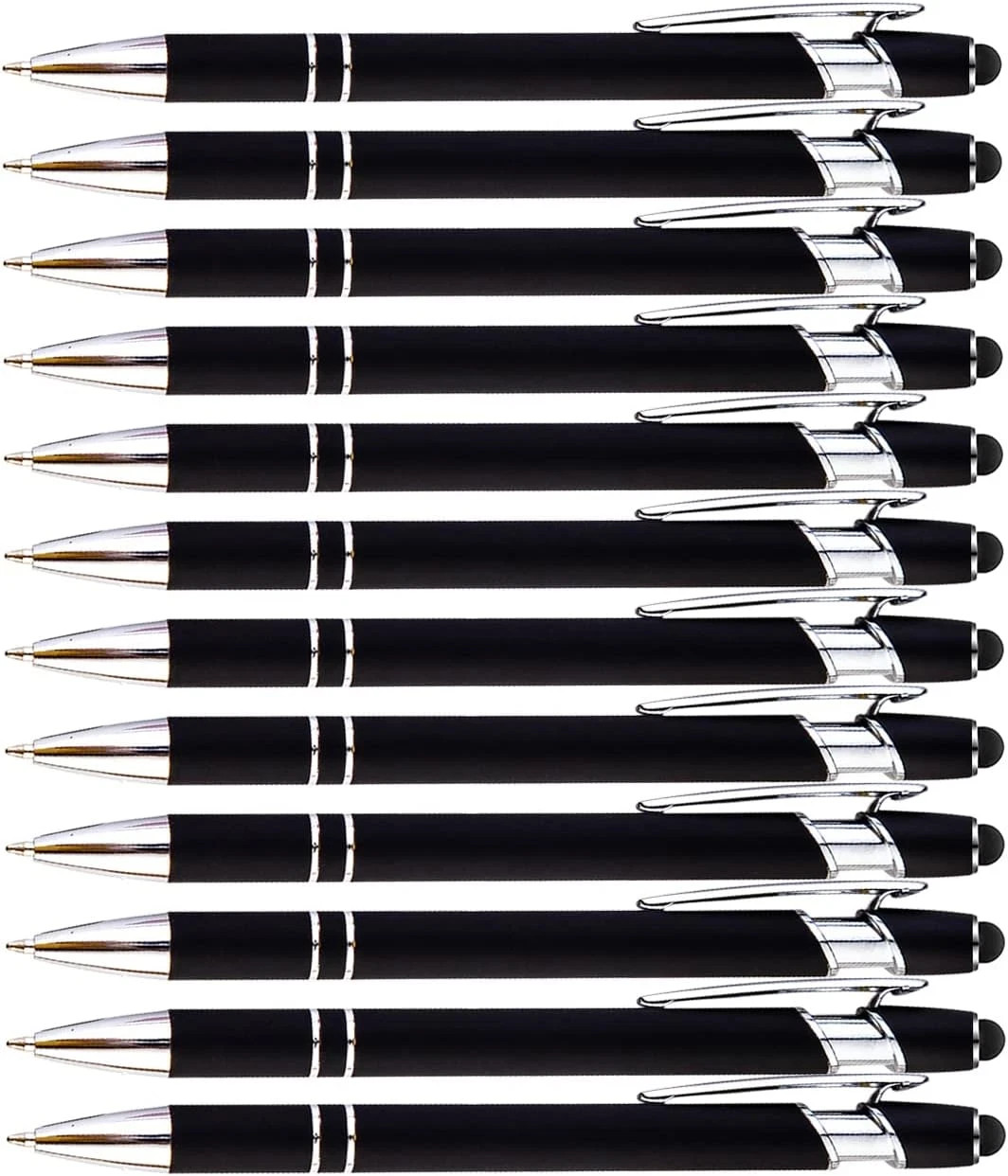 12 Pieces Black Ballpoint Pen with Stylus Tip, 2 in 1 Stylus Pen, Premium Metal