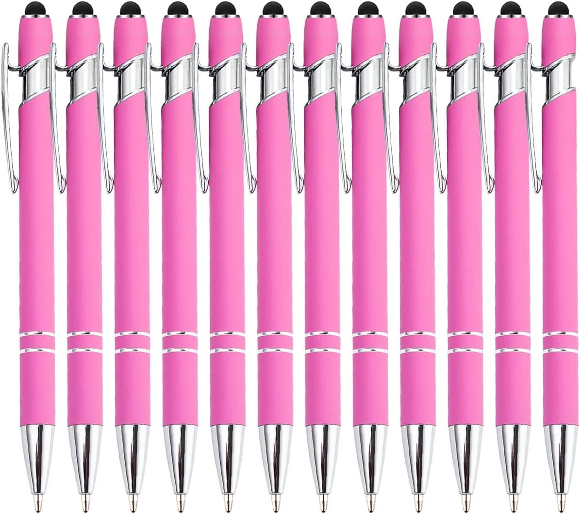 12 Pcs Pink Ballpoint Pens,Ballpoint Stylus Ball Point Black Ink Retractable …