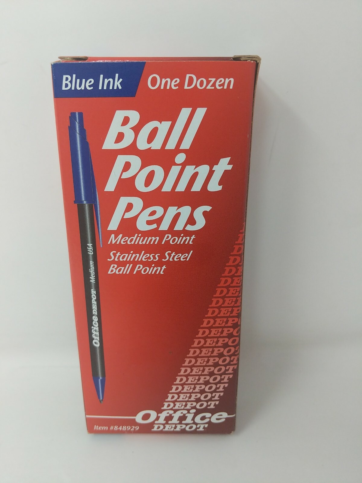 DRY Office Depot 1996 Ball Point Pens Blue Ink Made in USA VTG 1990s Office Prop