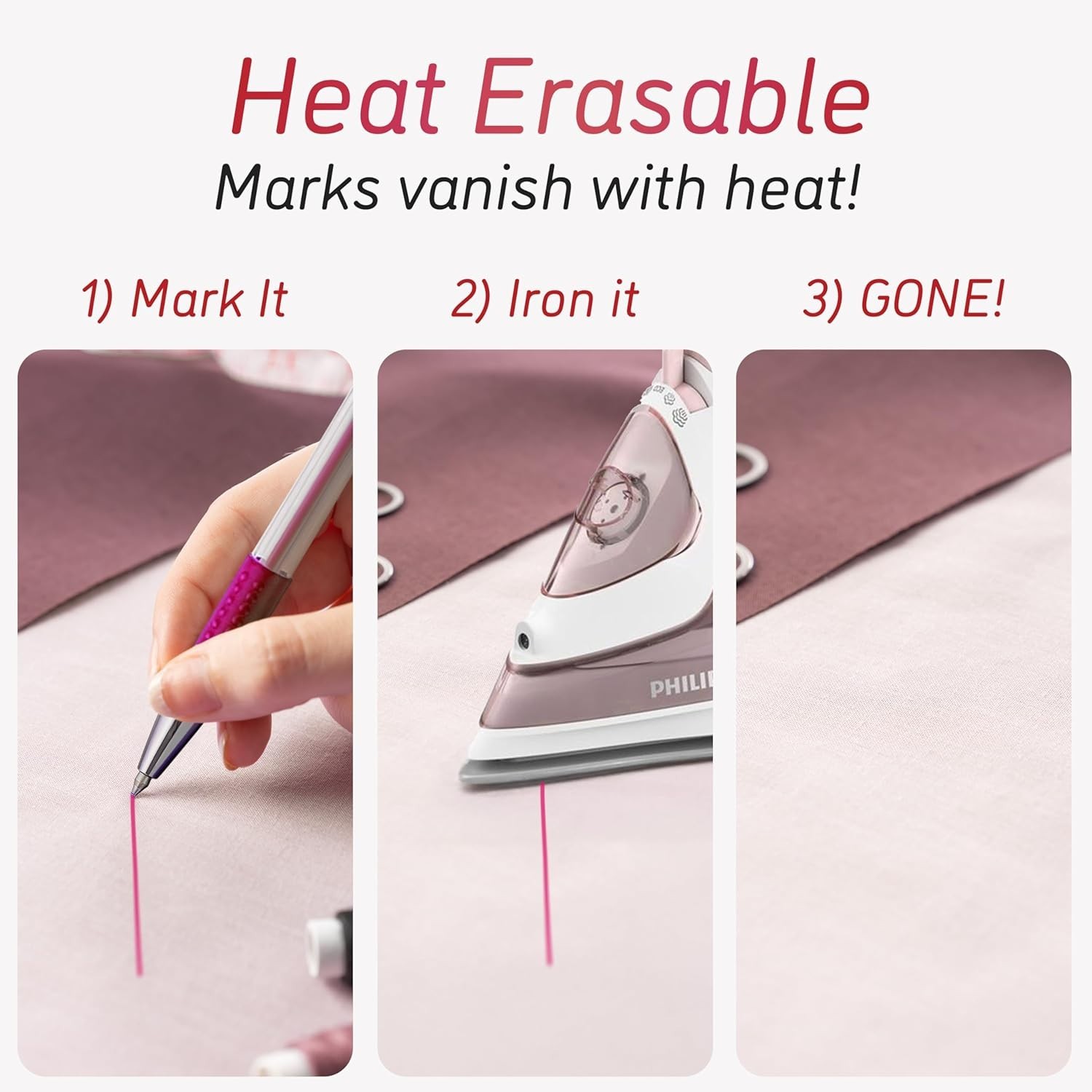 Heat Erasable Fabric Marking Pens – 4 Colors + 8 Refills for Sewing Excellence