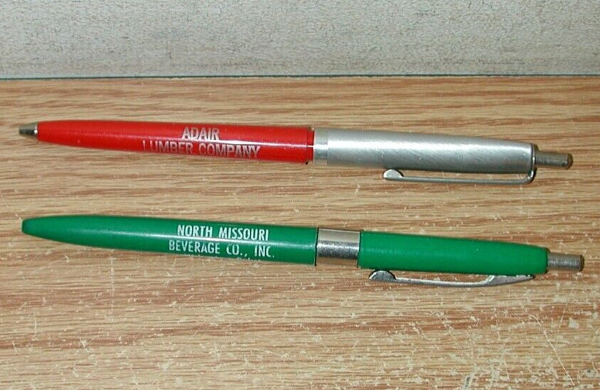 LOT OF 16 VINTAGE KIRKSVILLE, MISSOURI ADVERTISEMENT BALLPOINT PENS, SEE LIST