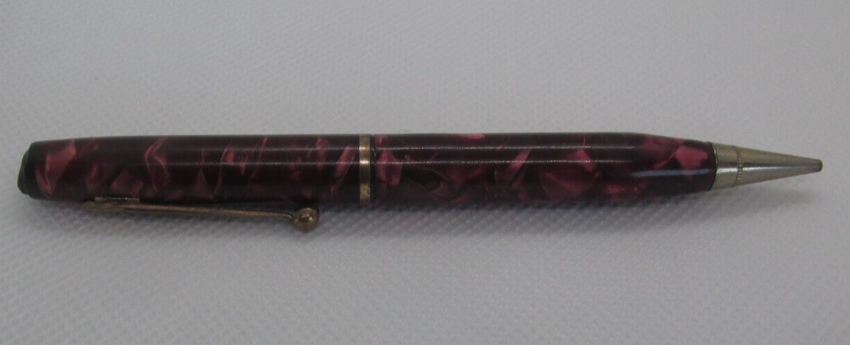Vintage Writing Instrument Pen Pencil Marble Brown Swirl with Clip