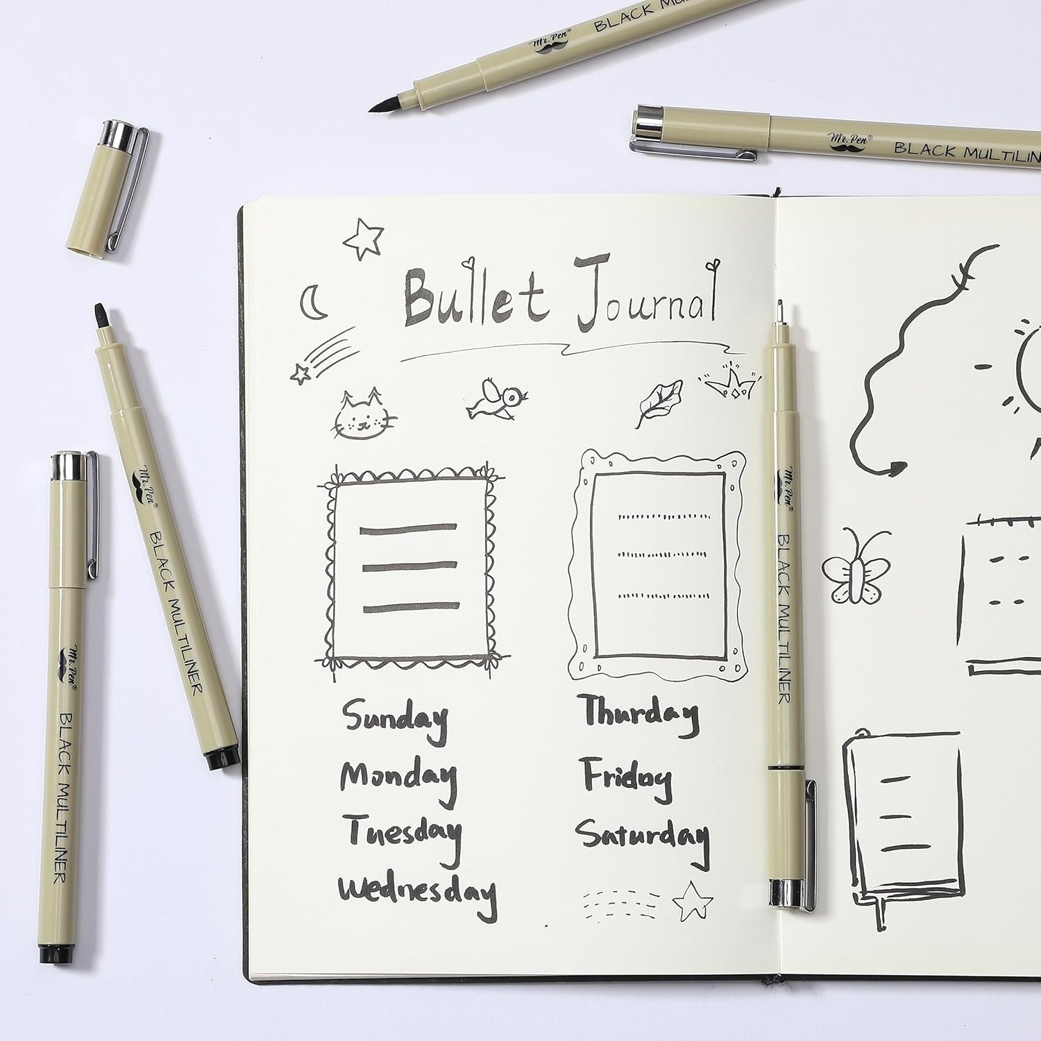 0.25mm Micro Pens – 6 Pack of Quick-Dry Black Ink Fineliners for Professionals