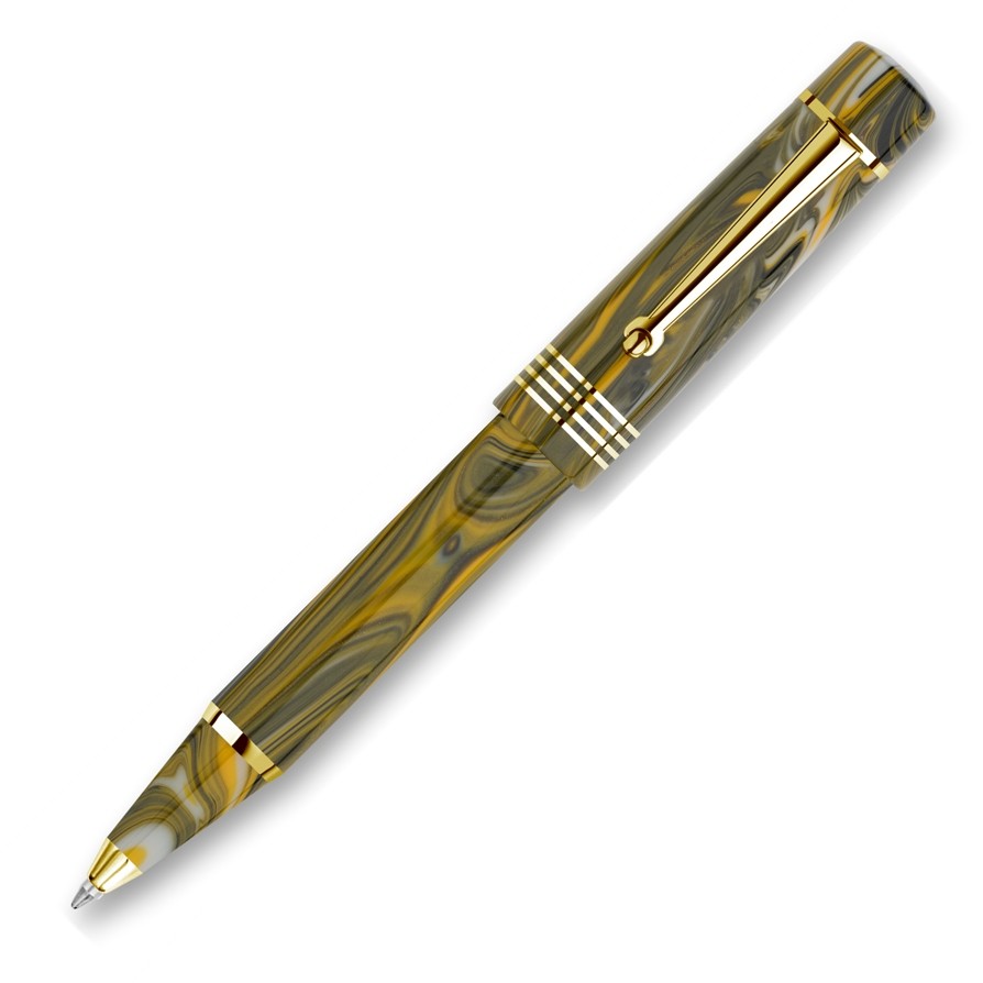 Delta Neo Gallery Ballpoint Pen, Marigold & Gold, New, Made In Italy