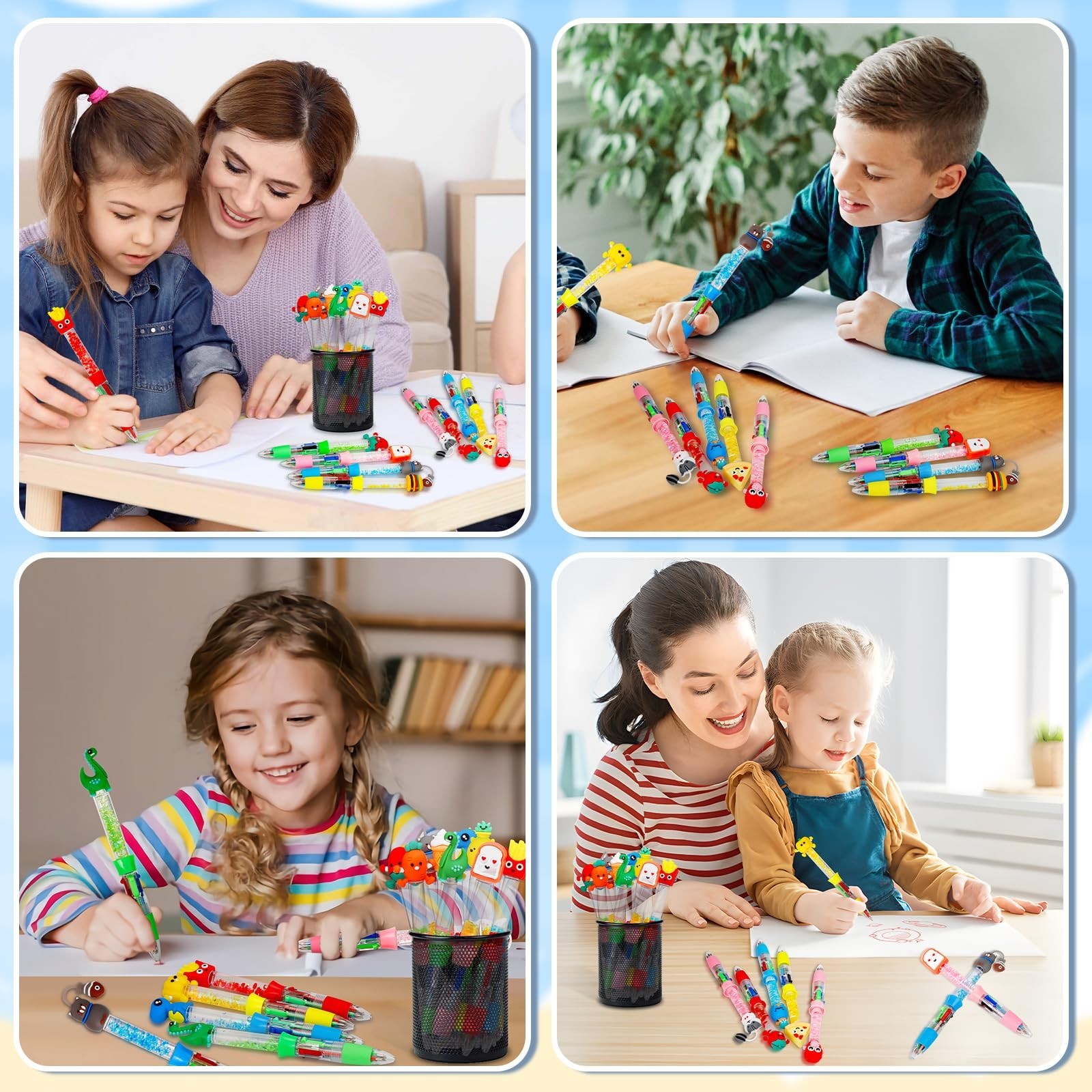20Pcs Multicolor 4-in-1 Cute Ballpoint Pens for Kids, Fun Party Gifts, Kawaii In