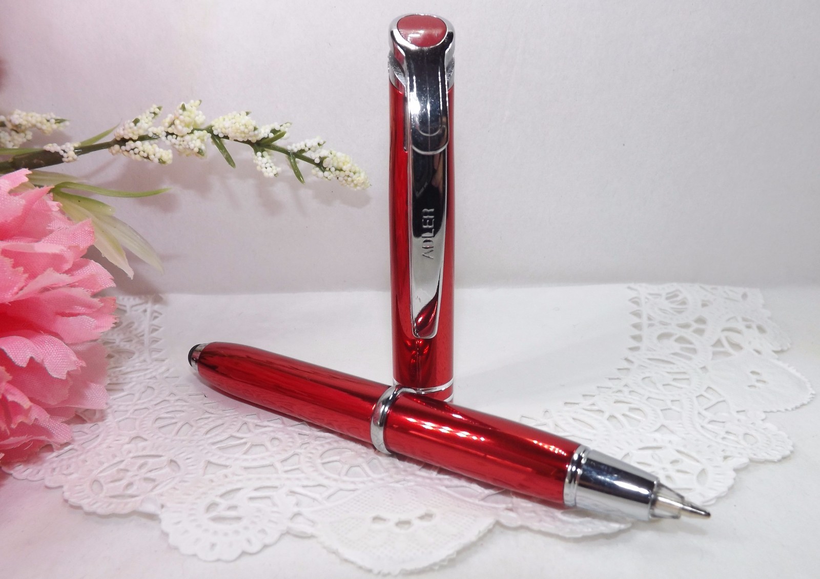 3 in 1 Medina Lighted Tip Red Stylus LED Flashlight Pen by Adler (HIGH QUALITY)