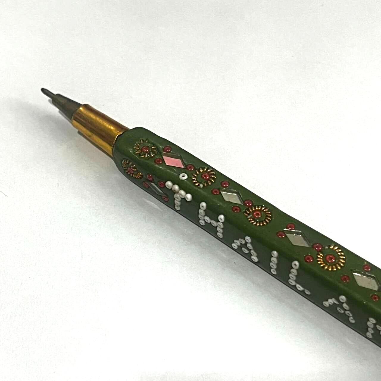 Vintage Rare Bangkok Handmade Beaded and Diamond cut mirrored Ballpoint Pen