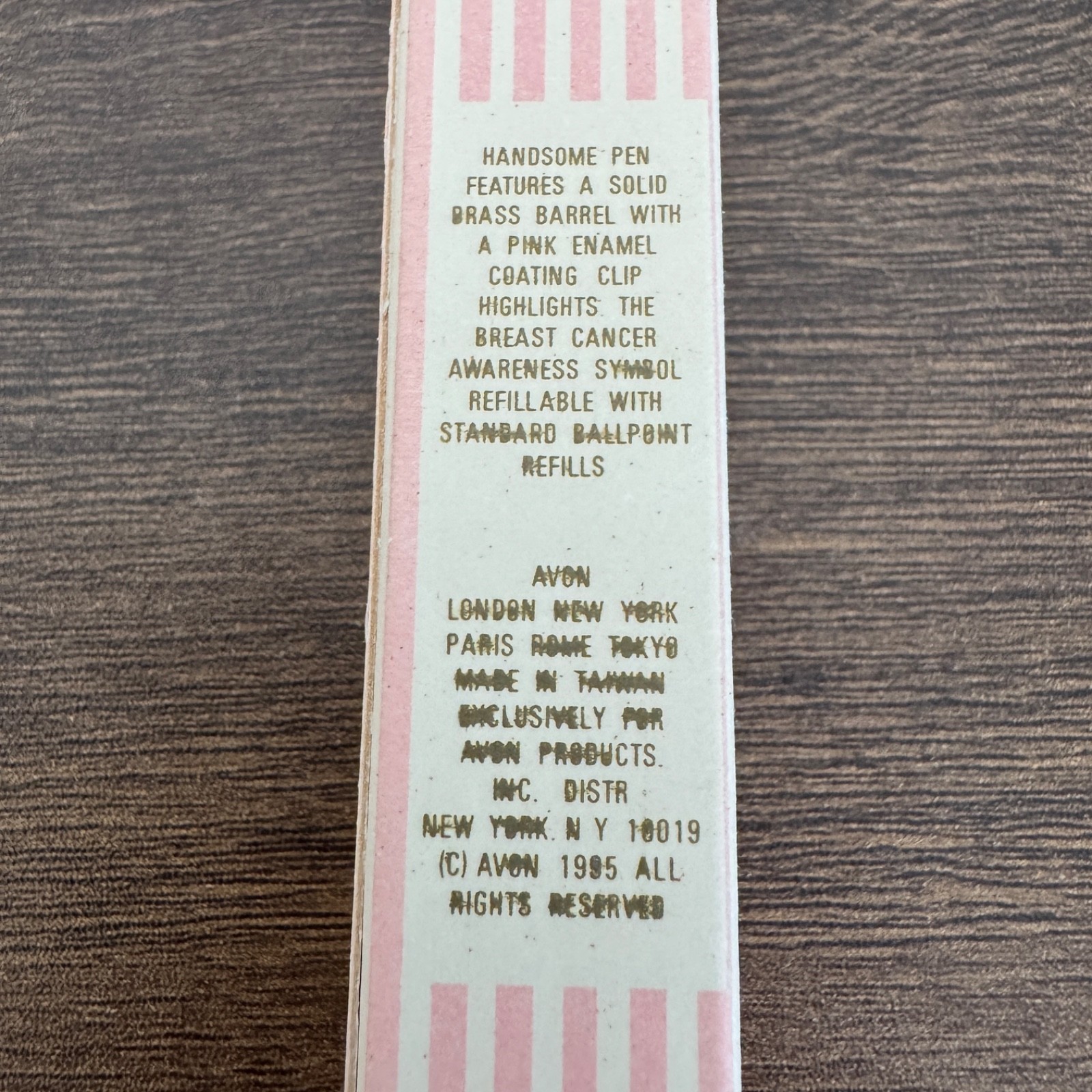 Vintage 1995 Avon Pink Enamel Breast Cancer Awareness Ballpoint Pen