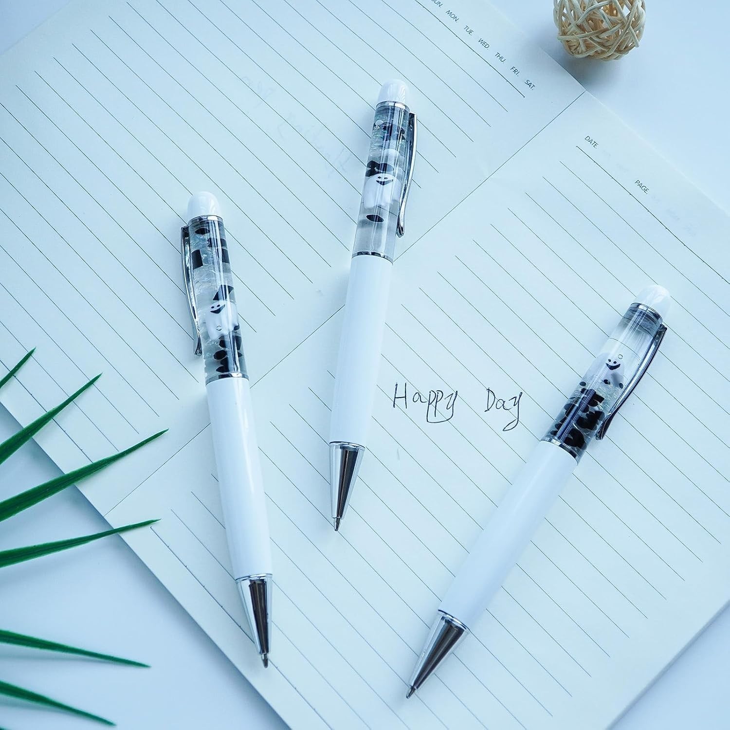 Stylish Ghost White Fun Pen with Floating Stones – Perfect Gift for All Ages