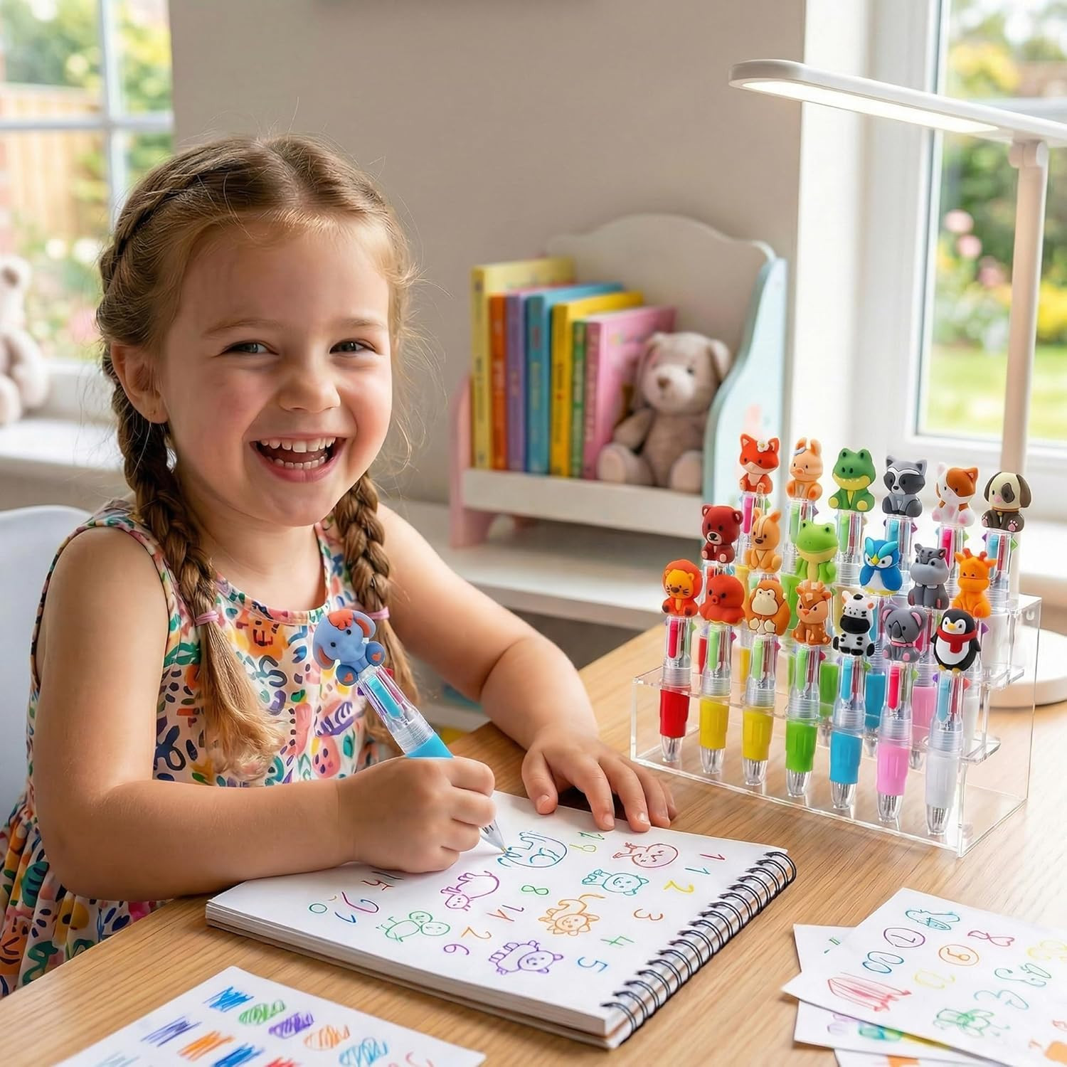24PCS Animal 4-In-1 Multicolor Pens, Cute Pens for Kids Party Gifts | Mini Ballp