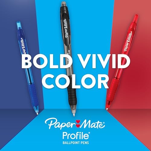 Paper Mate Profile Retractable Ballpoint Pens 12 Count (Pack of 1) Assorted