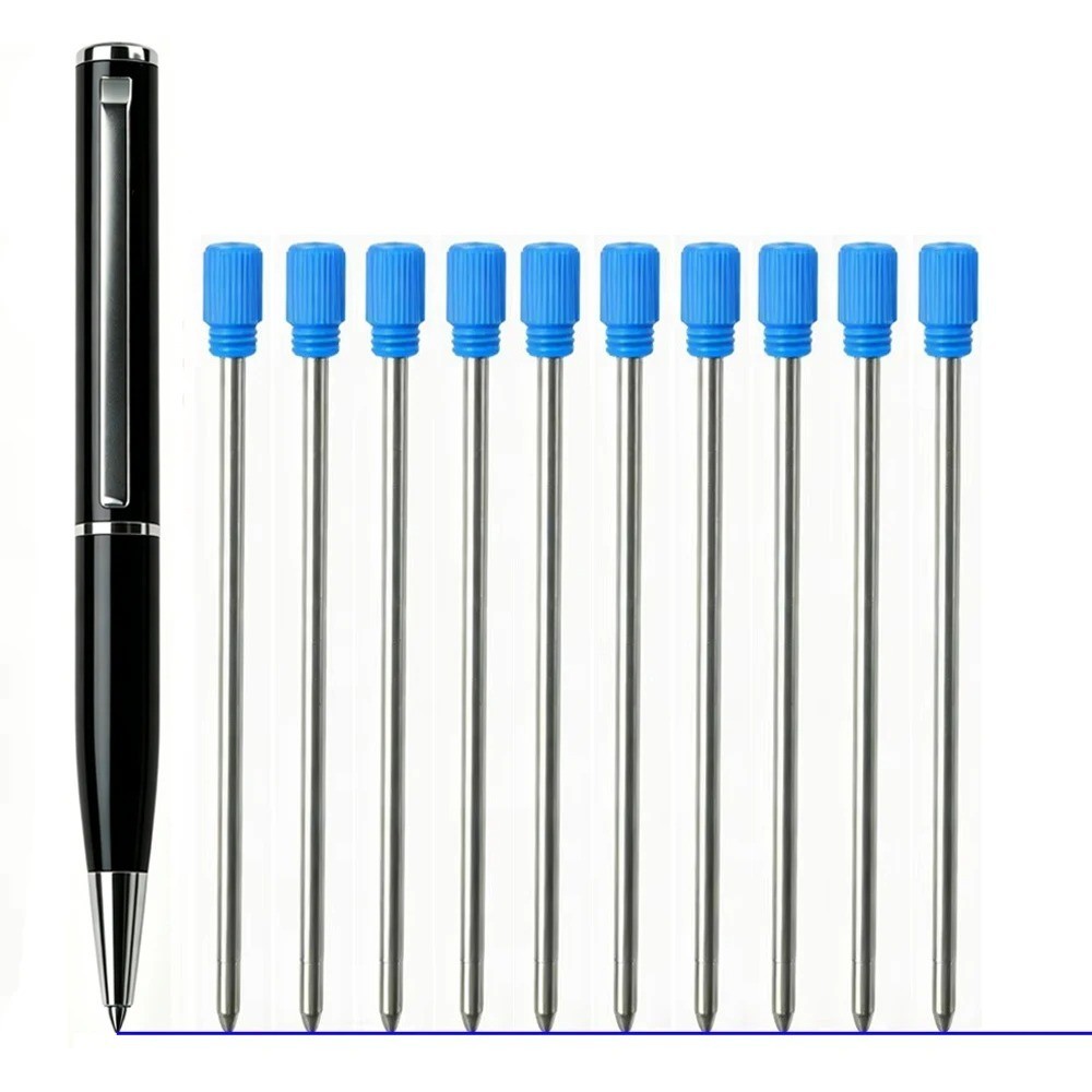 Mini Metal Retractable Ballpoint Pen 0.7mm Pocket Travel Black Blue Ink