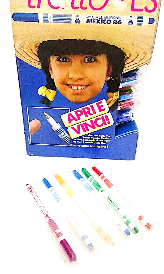1986 Italy TRAIT PEN TRAIT STAND + 43 COLORAT SEALED PENS