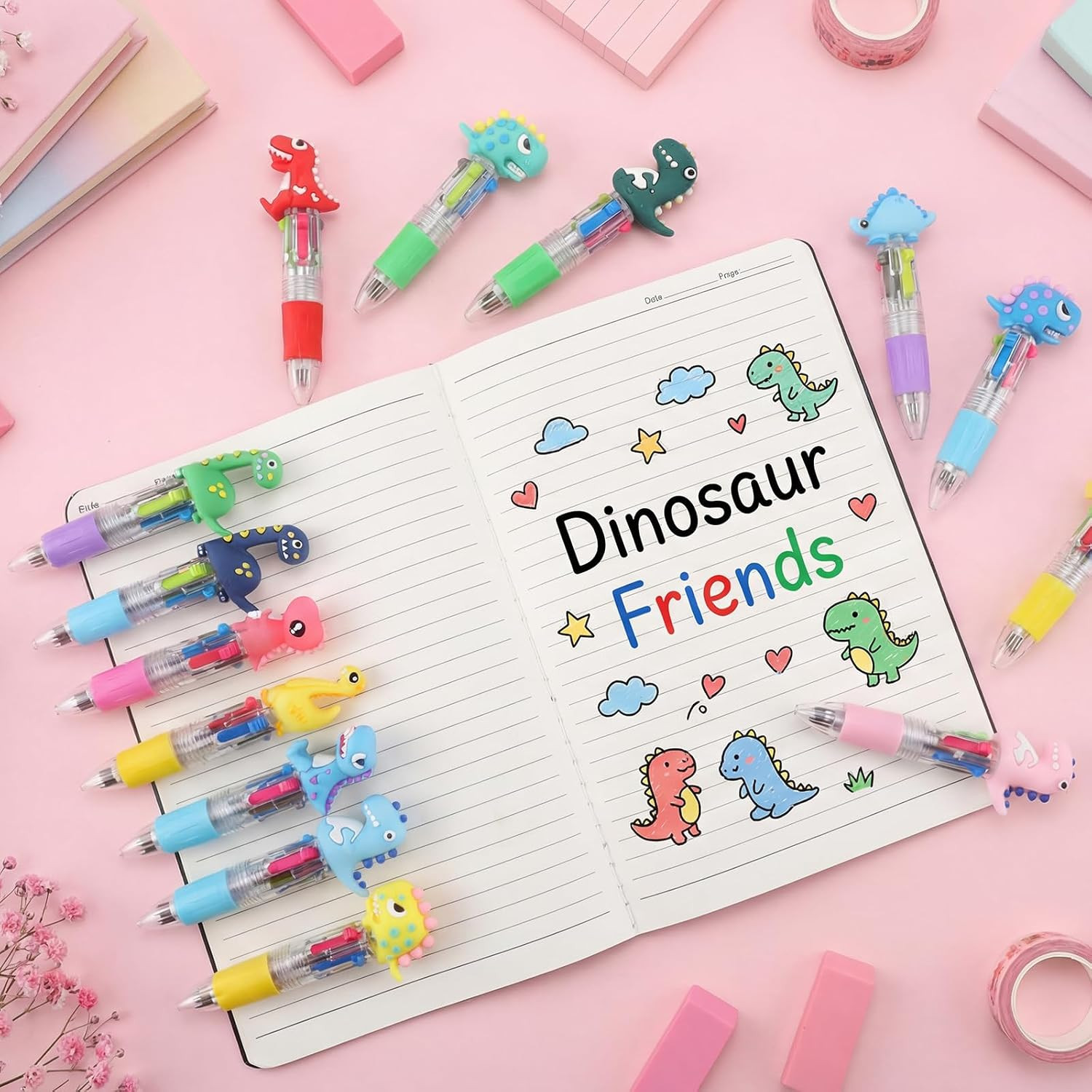 48 Pcs Dinosaur Pens for Students, Cute Pen Gifts for Classroom 4-In-1 Fun Pen B